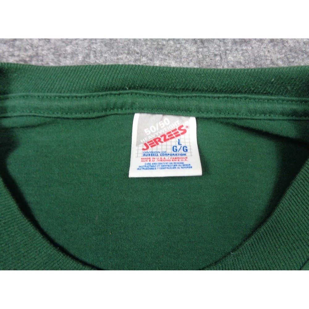 Vintage Jerzees Graphic Shirt L Green Equestrian Horse Riding Jockey Art Pocket - Picture 5 of 12